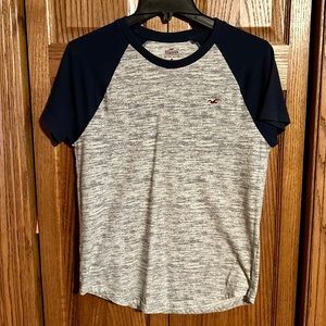 Hollister Navy Blue Heathered T-Shirt - Xsmall